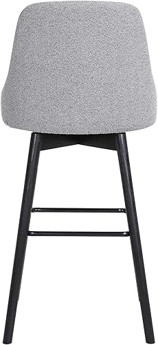 Miniatura 7 de Armen Living Sicily Taburete giratorio de madera negra de 30 pulgadas en tela gris claro