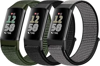 Spor D ng s  Naylon Saat Kordonlar  Sadece Fitbit Charge 5 Bantlarla Uyumlu, Ayarlanabilir Nefes Alabilen Yedek Yumu ak Naylon Halka Bileklik Aksesuarlar , Kad nlar ve Erkekler i in  arj 5