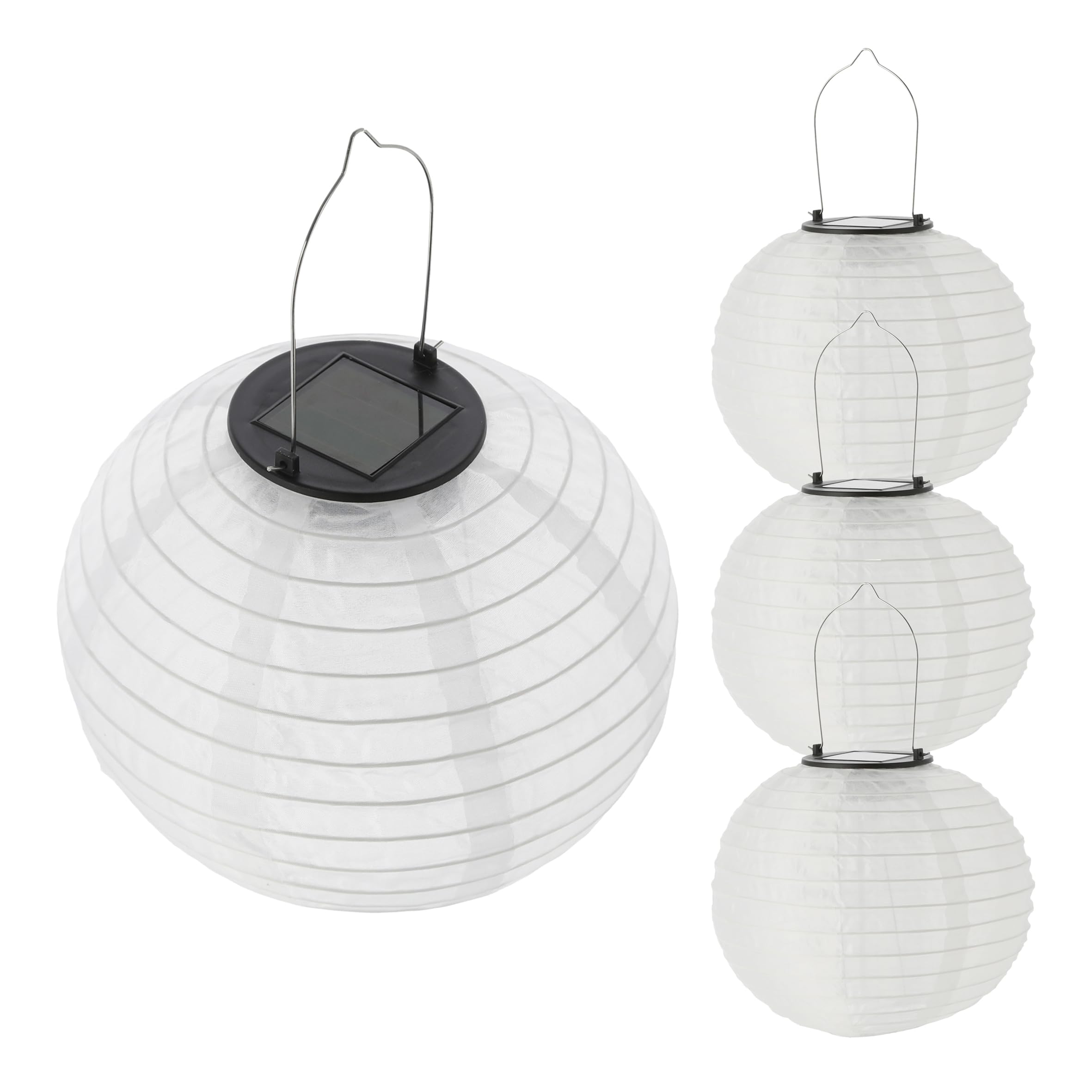LED Solar Lampions - Nylon 4er Set, Außen Deko 25 cm x 20 cm, warmweiß