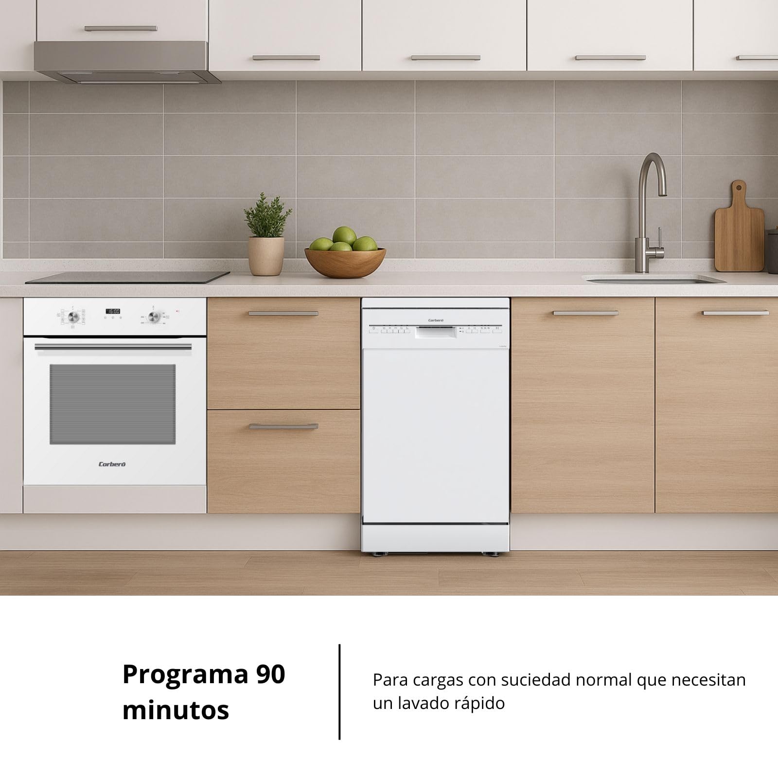 Corberó - Lavavajillas Plus 45cm | CLVM403W | 10 Cubiertos 5 Programas con 4 Temperaturas, Indicadores LED, Color Blanco, Inicio Diferido, Función Inicio-Pausa, 49 Db, Eficiencia Energética E — view 9