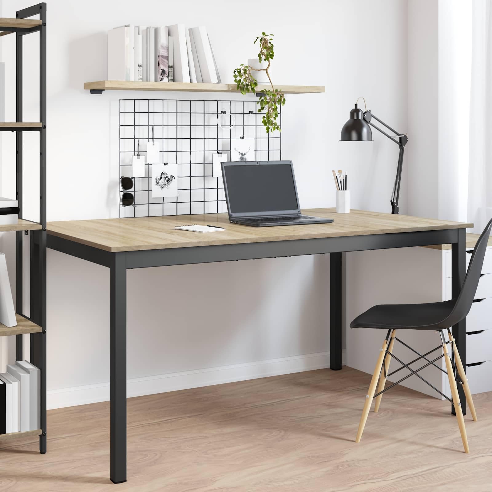 Stół do jadalni 150 x 78 x 75 cm, metalowa rama z płyty drewnopochodnej, prostokątny, do jadalni, kuchni, salonu, idealny jako stół do jadalni i miejsce do odkładania posiłków i rodziny