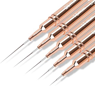 5pcs Nail Art Liner Brushes,Liner Brush For Nails Gel,Painting Art Design Brush Set Nail Dotting Drawing Tool For Long Lines, Thin Details, Fine Drawing Sizes 7/9/11/15/25mm(Rose Golden)