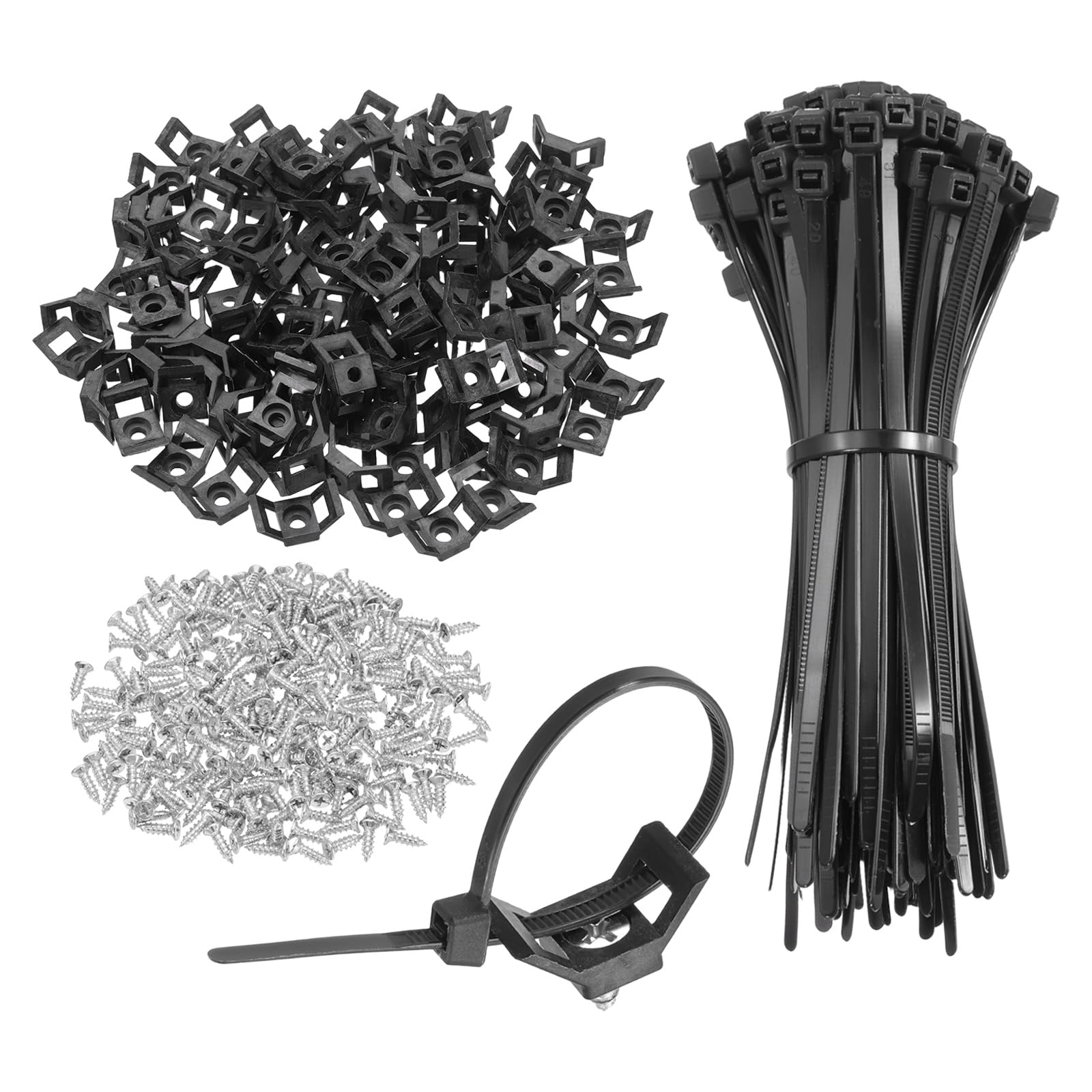 Fixation de câble anti-chute avec embases à visser M5 et colliers noirs