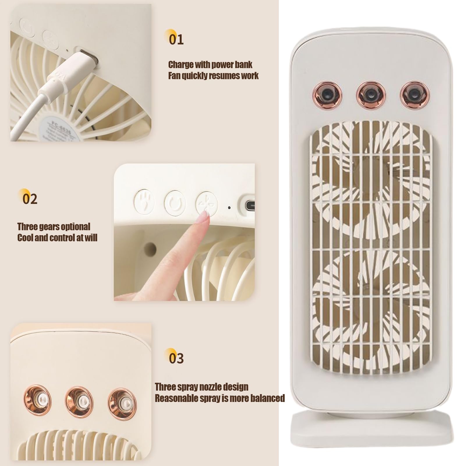Générique Ventilatore Portatile Raffreddatore Ad Aria Doppio Motore Oscillante | Ventilatore Ad Acqua Portatile Per Camera Da Letto Per Casa Ufficio Camera Da Letto Soggiorno Esterno Sport