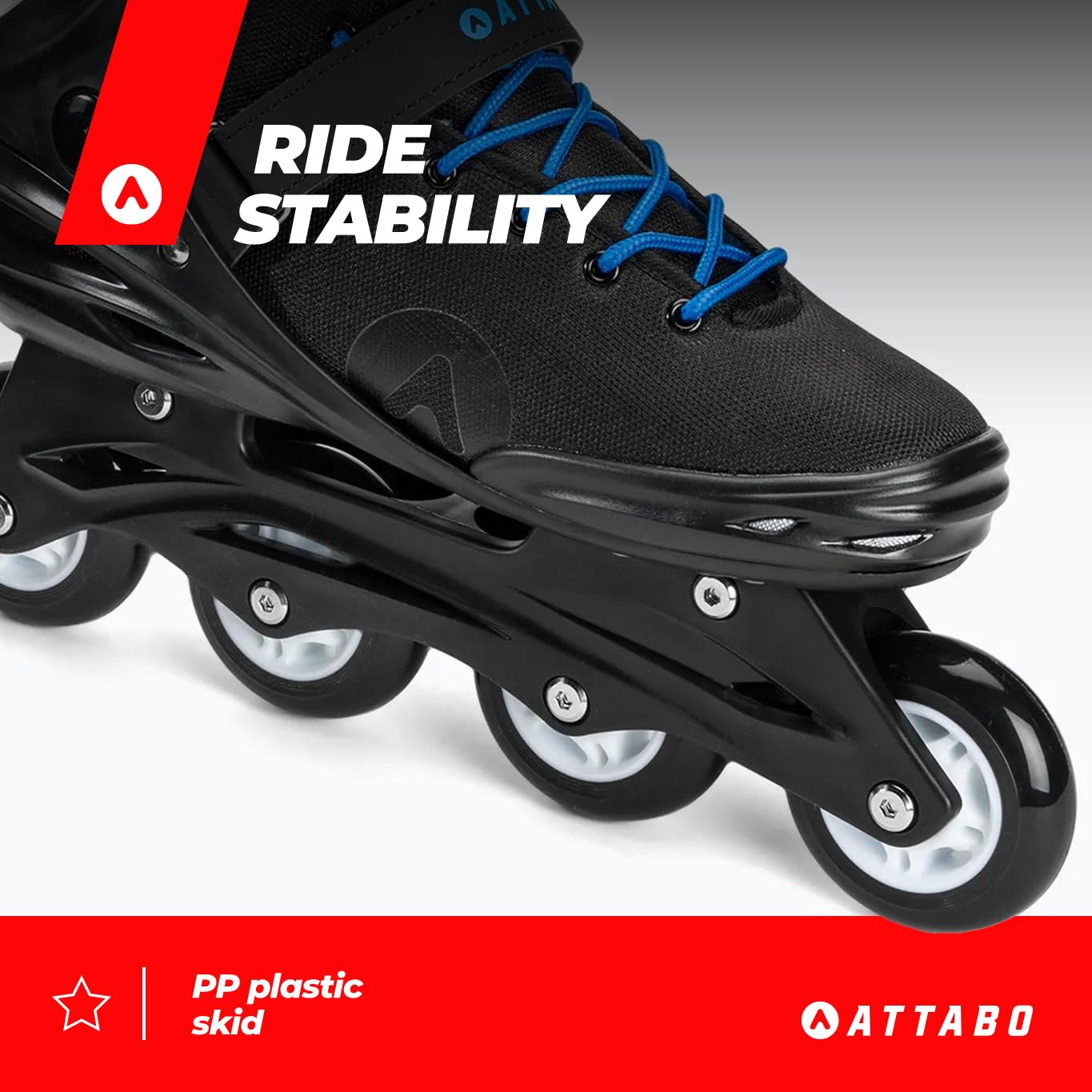 ATTABO Patins à roulettes en Ligne Cyclone Taille 40-46 EU Rollers en Ligne Homme Roller avec Roues PU 82A Couche Semi-Dure TPR Frein Patins à Roues en Ligne pour Intérieur Extérieur Sport