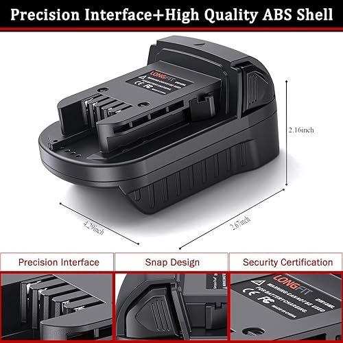 Miniatura 6 de LONG FIT Repuesto para adaptador de batería Dewalt de 20 V a Milwaukee de 18 V, convierte para baterías de litio DeWalt de 18 V-20 V a Milwaukee M18
