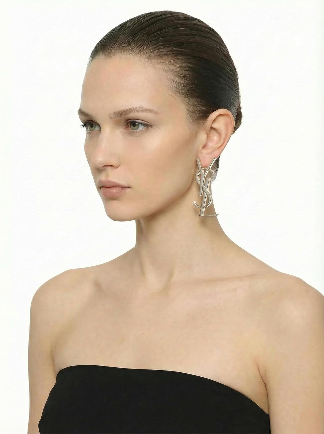 Gold Swing Earrings, Luxurious Letter Design And Rectangular Three-Dimensional Pendant