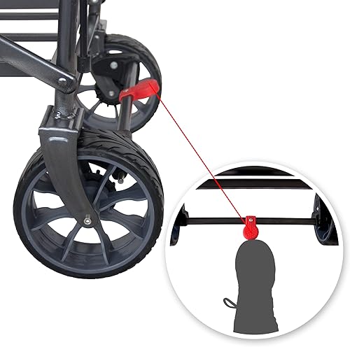 Miniatura 6 de TMZ Carro plegable para exteriores con toldo extraíble, carrito resistente de 265 libras con ruedas de goma, asas ajustables, canasta trasera, para