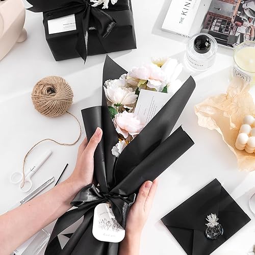 Miniatura 7 de 200 hojas de papel kraft negro de 18 x 24 pulgadas, papel de construcción artesanal para dibujar arte, envolver regalos, ramo de flores, embalaje de