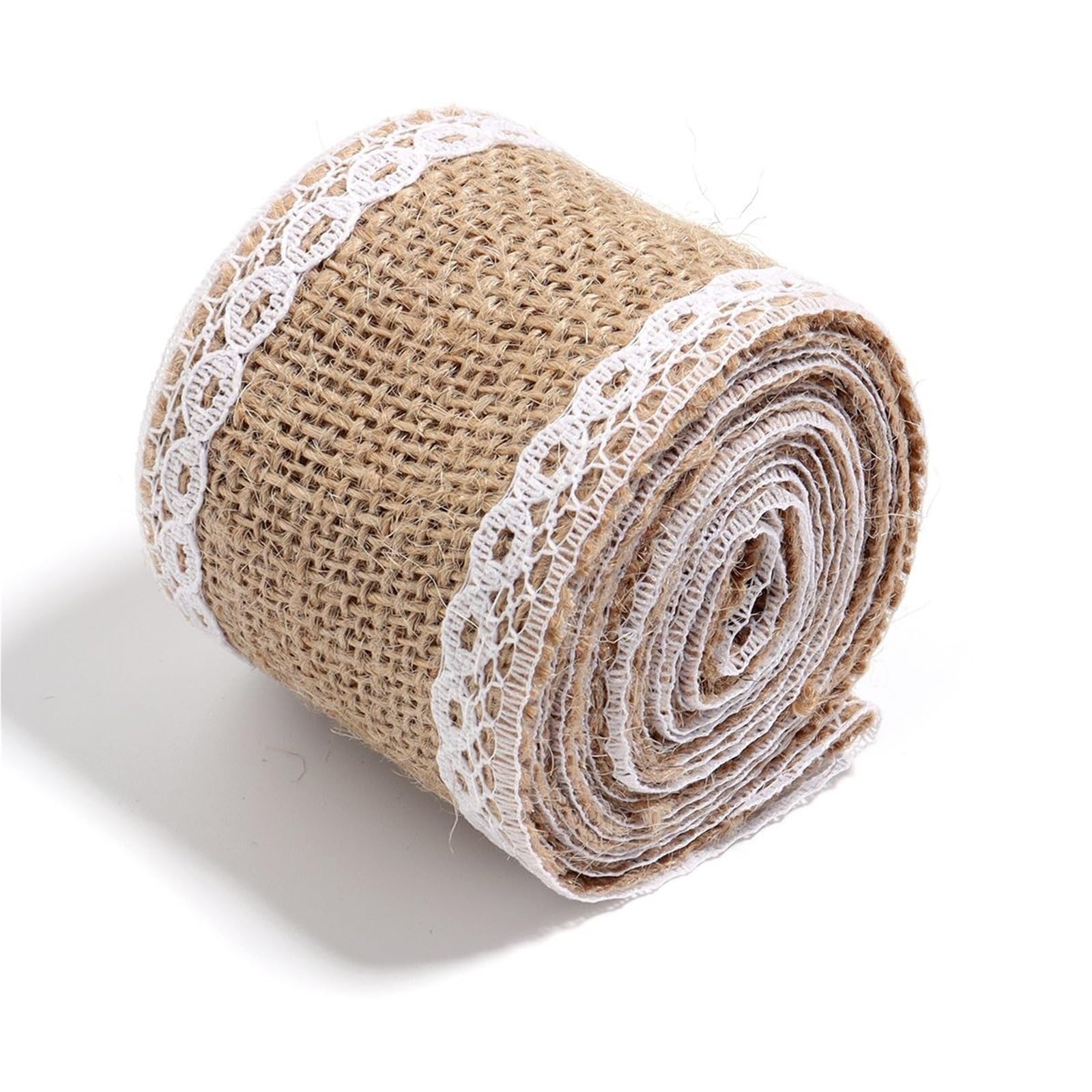 Burlap Fabric Roll 2 Yards Lace Burlap Ribbon Vintage Jute Ribbons for DIY Clothing Packing Wedding Party Home Decoration Accessories(Type14 (5cm))
