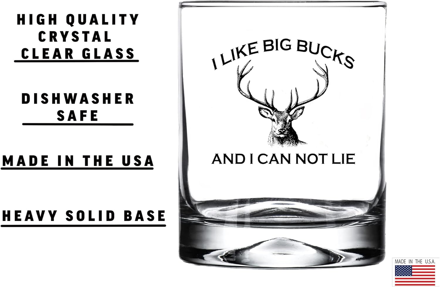 Rogue River Tactical Funny I Like Big Bucks and I Can Not Lie Hunting Old Fashioned Whiskey Glass Drinking Cup Gift For Hunter - Image 2