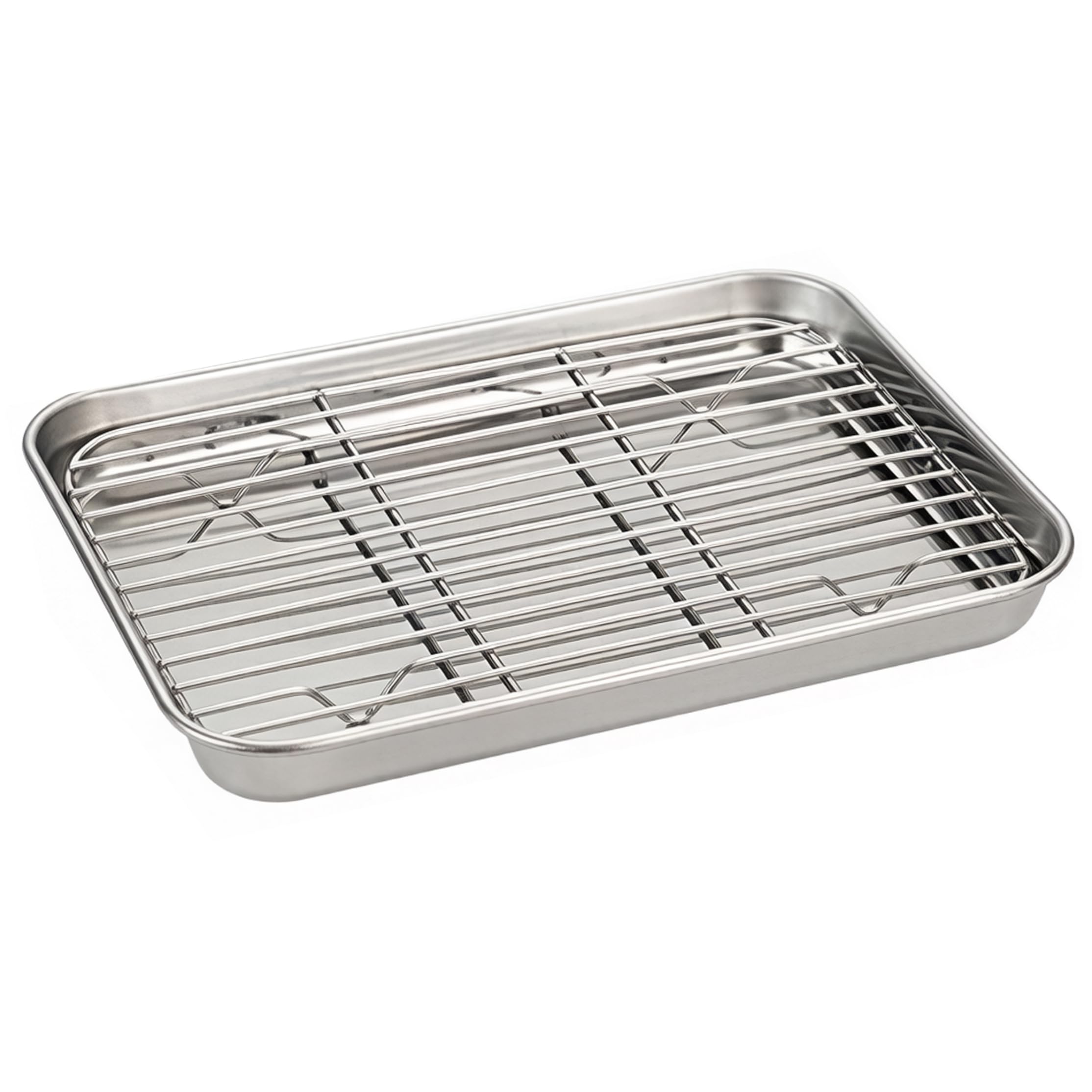 Perodlly Stainless Steel Baking Trays, 9x7 Inch Cooling Rack Multipurpose Oven Tray for Baking Steaming Roasting.