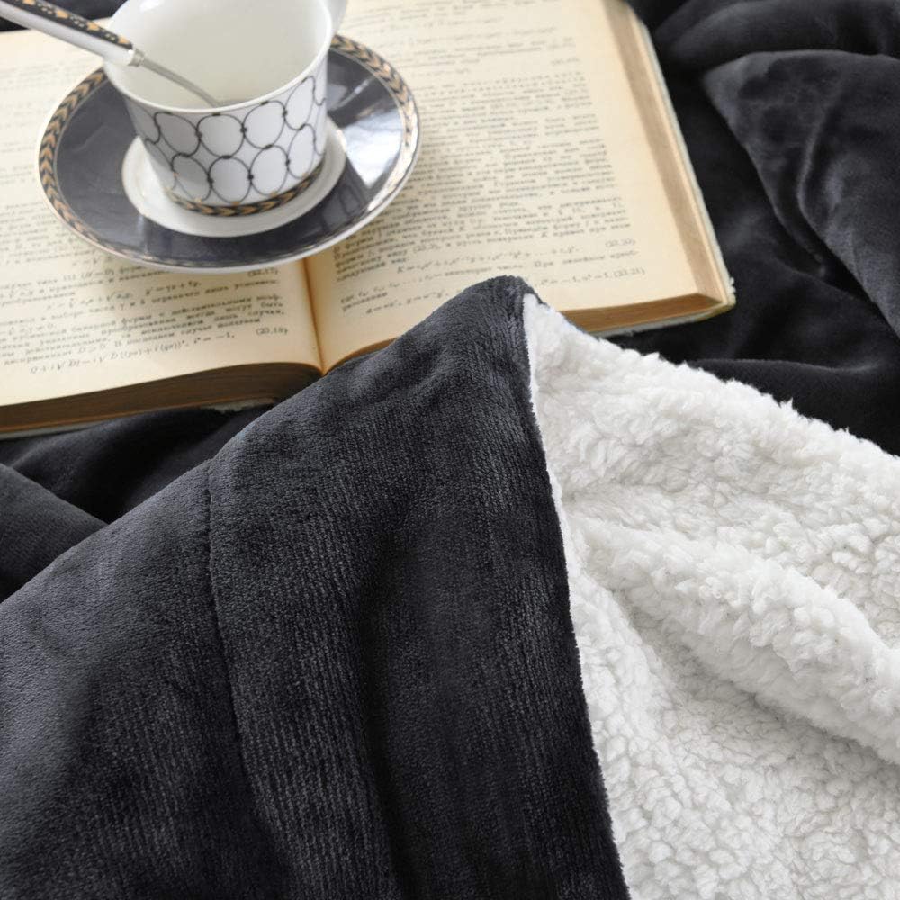 KAWAHOME Sherpa Fleece Blanket Super Soft Extra Warmest and Heavy Thick Winter 500GSM Bed Blankets for Couch Sofa Bed, Queen Size 90" X 90" (Dark Grey) : Home & Kitchen