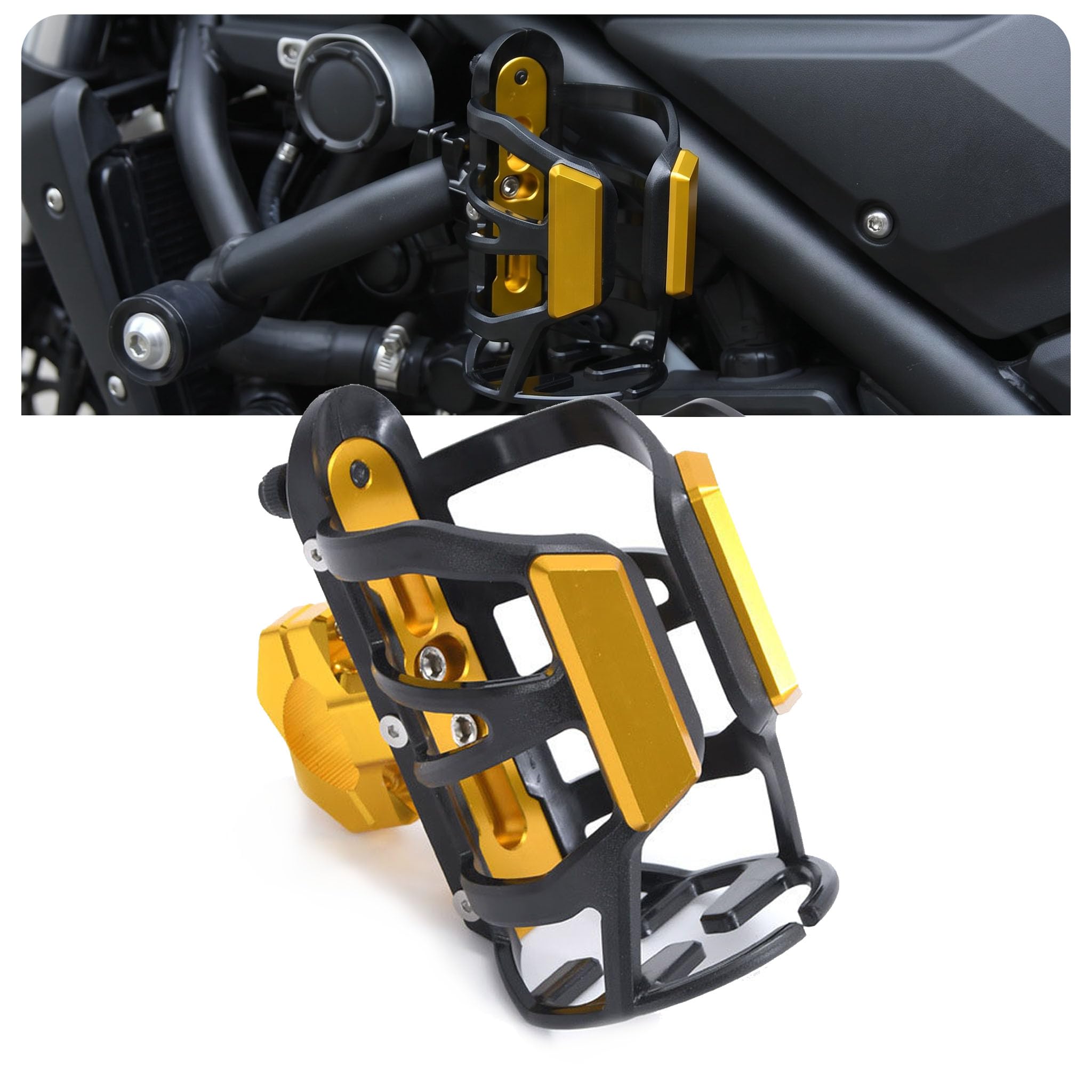 Porte bouteille moto rotatif et réglable or pour guidon de Triumph Sprint GT