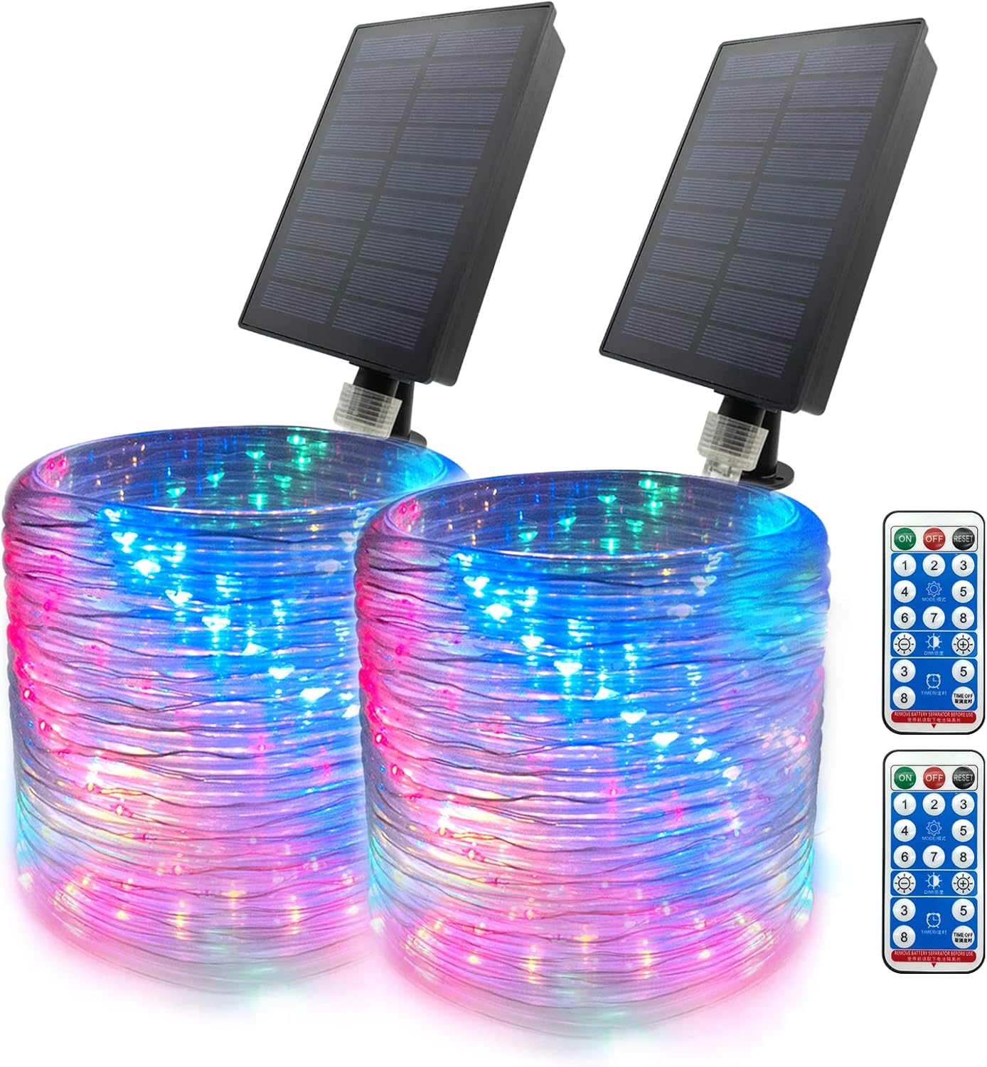 GLPE Solar Rope Lights, 2 Pack × 66FT 200LEDs Rope Lights Outdoor Waterproof, Color