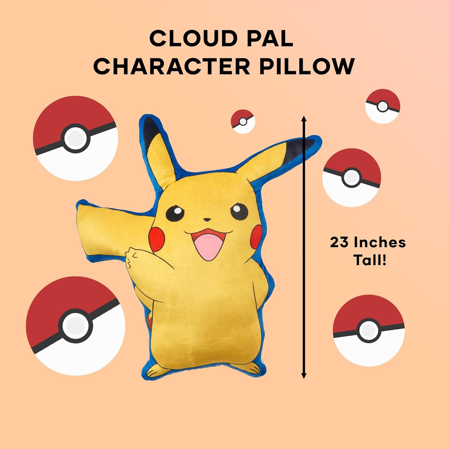 NORTHWEST Pokemon Cloud Pal Character Pillow, 23", Awesome Pika