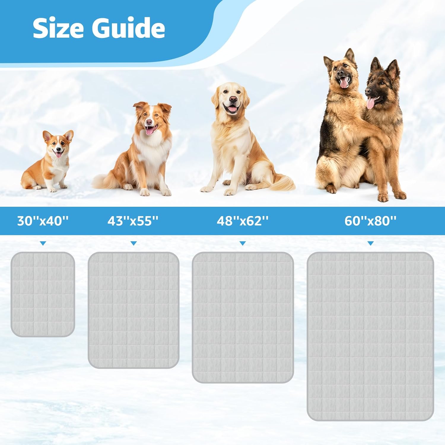 PICK FOR LIFE Cooling Blanket for Dogs, 0.4 Q-MAX Pets Cooling Comforter for Bed Cover, Summer Blanket for Large Dogs Washable, Soft Lightweight Cold Mats for Pet Hot Weather Sleeping (60"×80"/Grey)