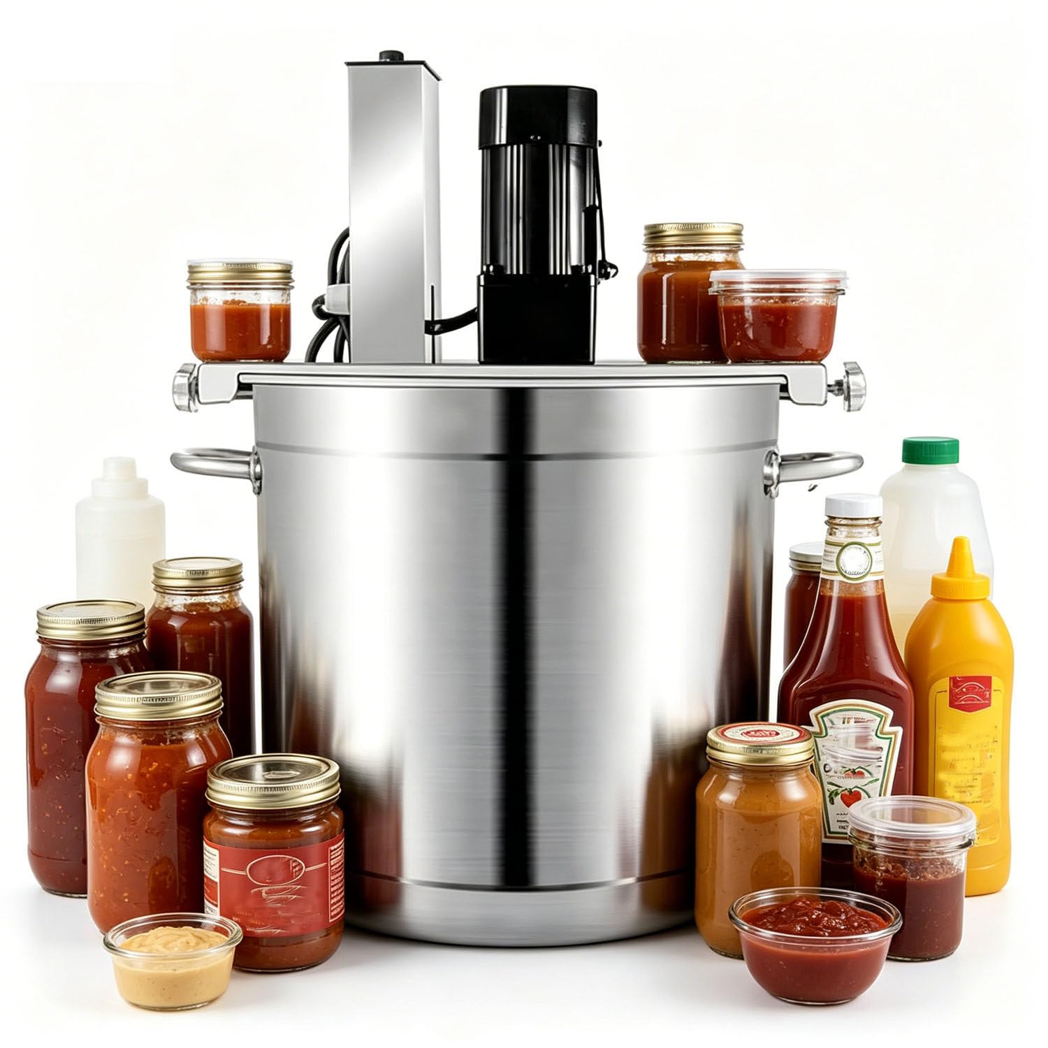 UORDBY Automatic Pot Stirrer for Cooking,Electric Portable Mortar Mixer,Commercial Heating Mixer,Stirring Speed Adjustable,For Soup Chili Sauce Beverage Jam Porridge 90L
