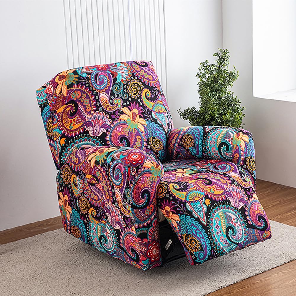 Armchair Protector Stretch Recliner Armchair Covers 4-piece Recliner Armchair Slipcovers, Purple Grass, MGUI004