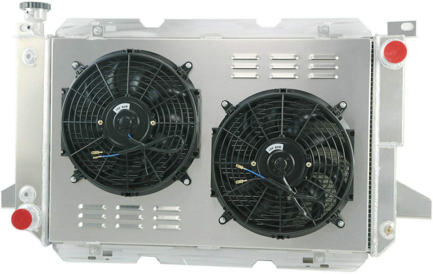 ALLOYWORKS 4 Row All Aluminum Radiator+Fan Shroud+Relay for 1985-1997 Ford F150 F250 F350 Bronco Pickup US