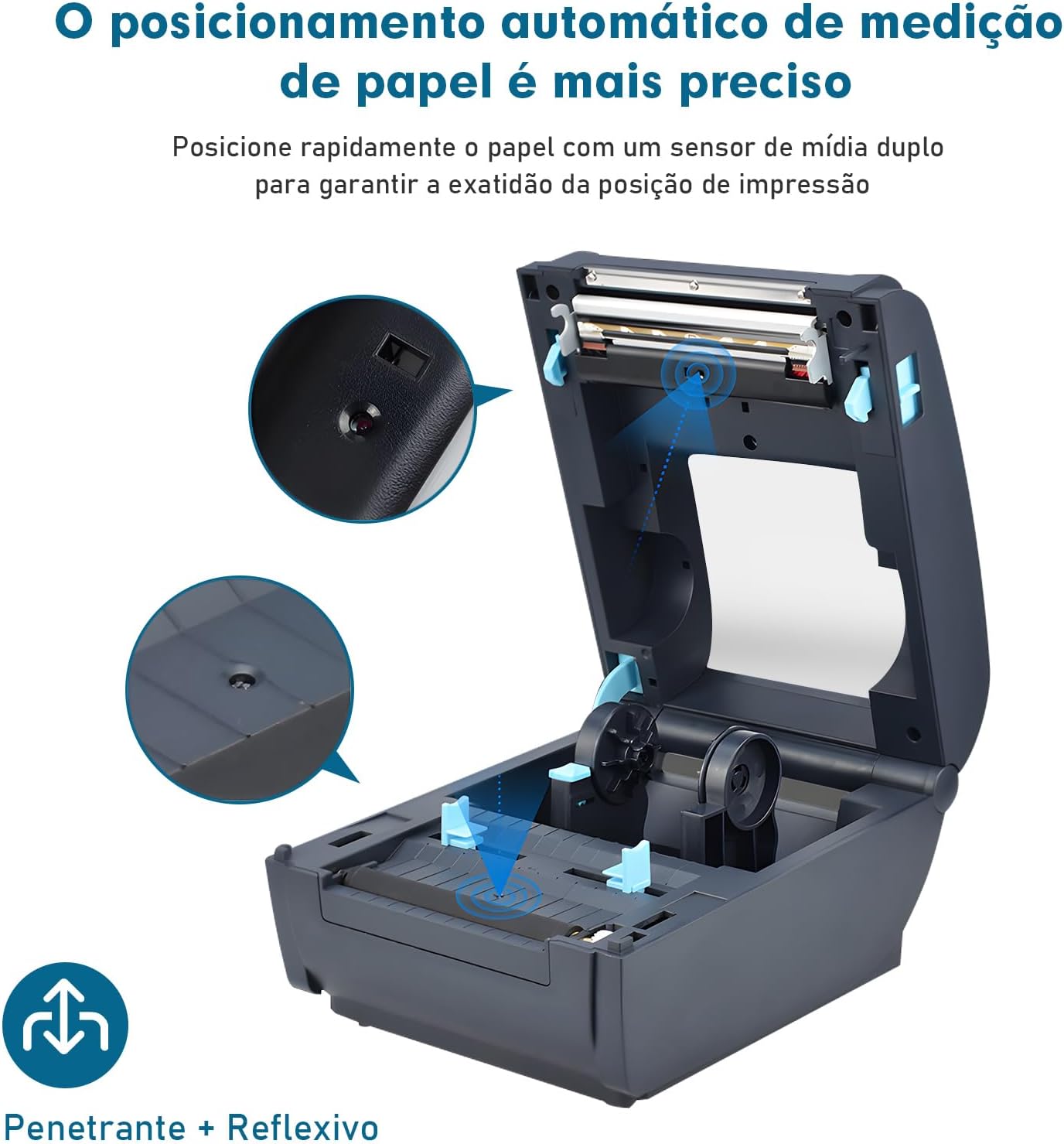 Impressora Termica Portatil para Recibos e Documentos, Não Fiscal, Impressão de Códigos de Barras e QR, Ideal para Restaurantes, Lojas, Fábricas, Supermercados e Escritórios