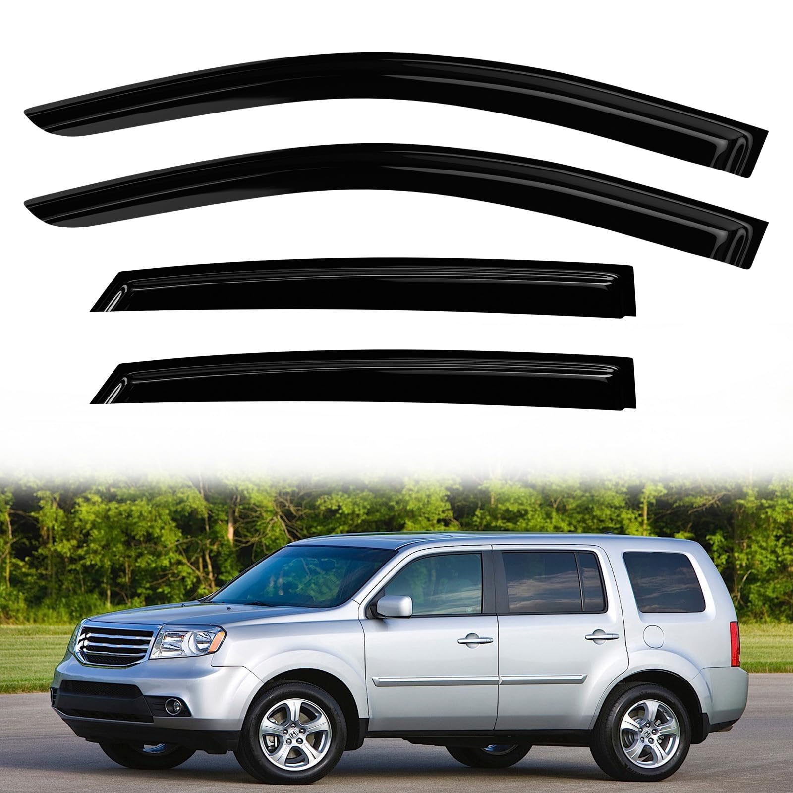 Window Visors Rain Guards for Honda Pilot 2009-2013