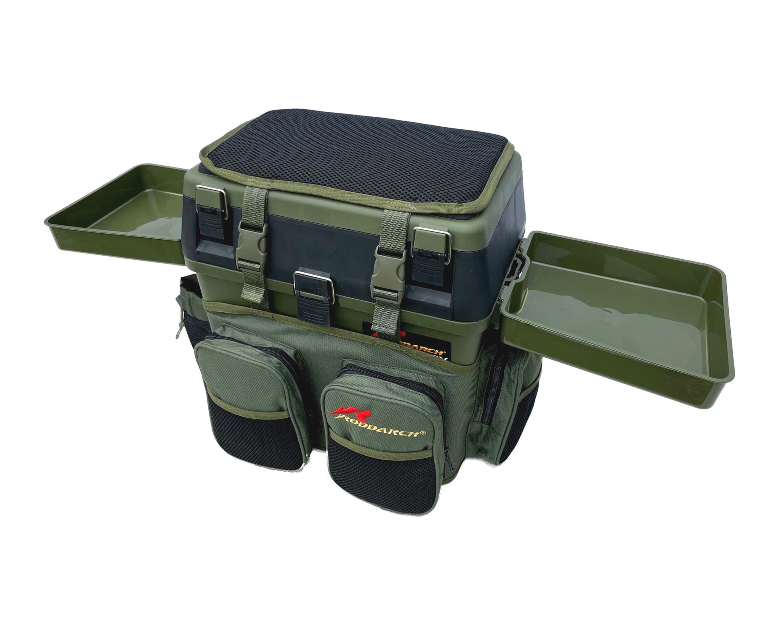 Fishing Seat Box with 2 Side Trays & Logo Backpack