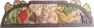 Mogul Interior Vintage Wall Hanging Hand Carved Ganapati Relaxing Posture Headboard Bohemian Decor