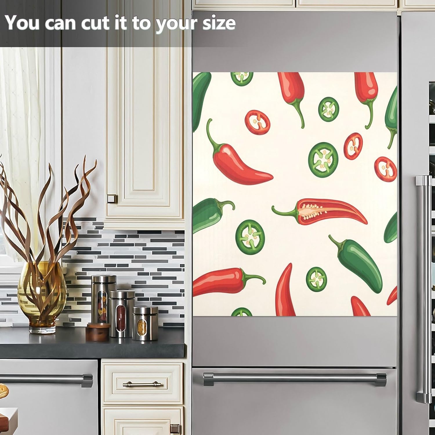 QUGRL Chili Pepper Print Dishwasher Magnet Cover Front Door Decorative Refrigerator Covers Magnetic Sheet Sticker Wash Machine Fridge Panel Decal for Kitchen Appliance 23x26 in