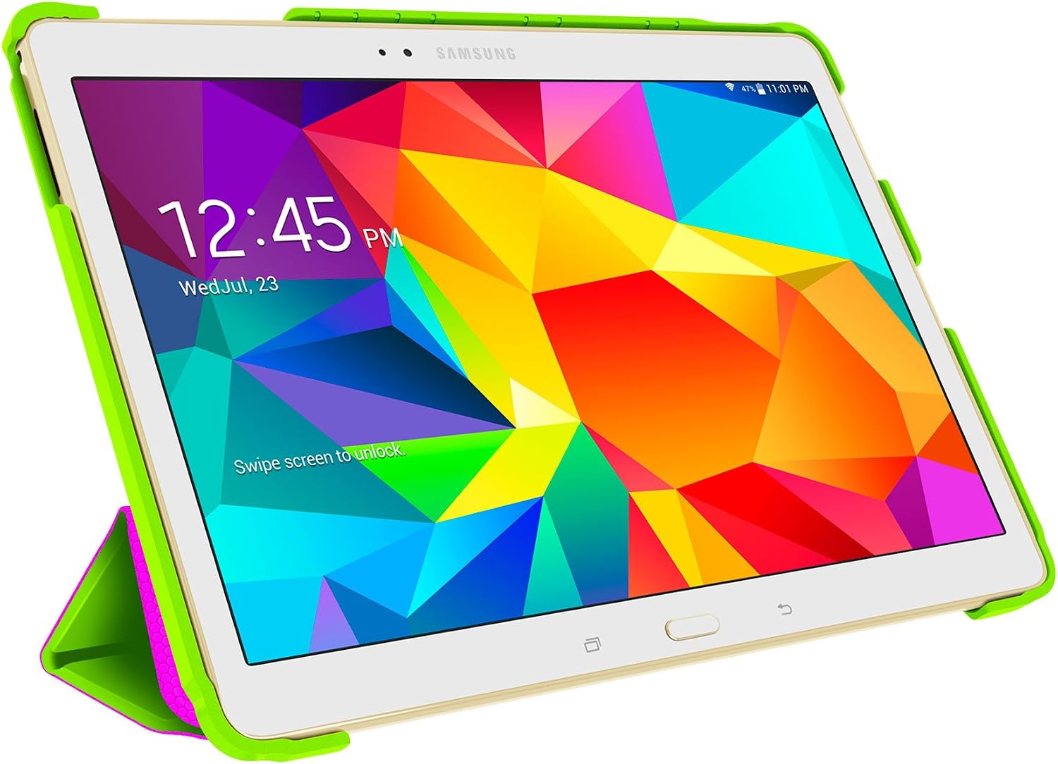 rooCASE Samsung Galaxy Tab S 10.5 Case - Origami 3D [Electric Green/Peach Pink] Slim Shell 10.5-Inch Smart Cover