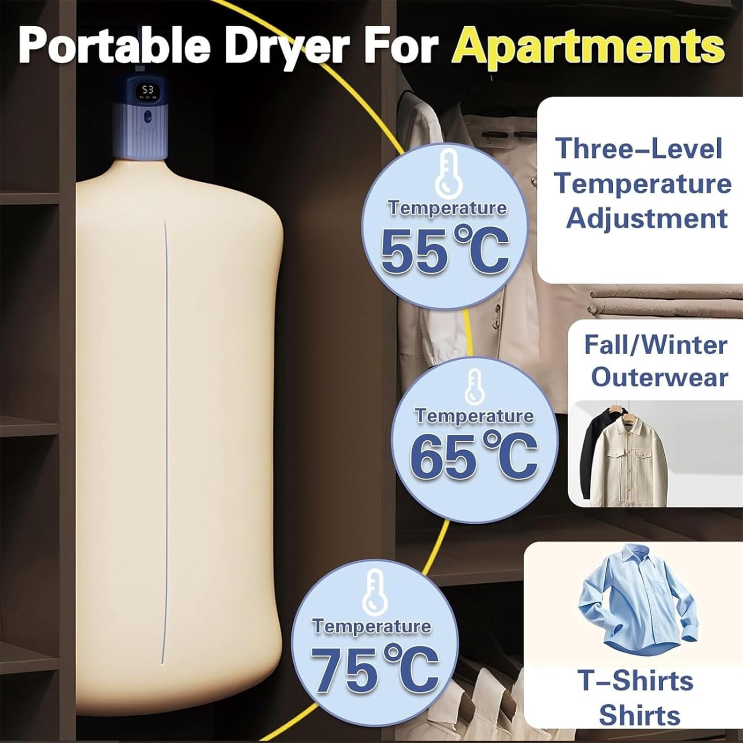 Portable Mini Clothes Dryer | Compact Laundry | Adjustable Timer | Fast Drying | Ideal For Apartments/Travel/Small Spaces | Underwear/Kid/Daily Garments