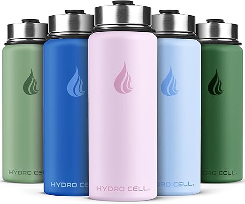 Miniatura 114 de HYDRO CELL Botella de agua aislada de acero inoxidable con pajilla, para bebidas frías y calientes, frasco de vacío de metal con tapa de rosca y