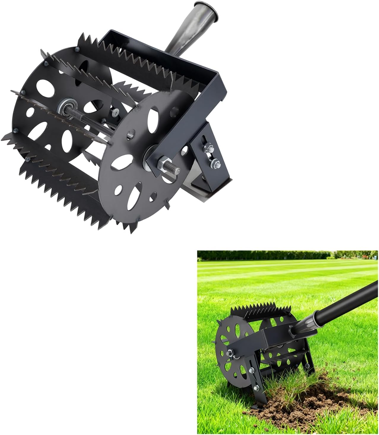 2-in-1 Heavy Duty Rotary Cultivator & Weeder，Hand Tiller，Tiller for Gardening，Garden Tools，Effortless Soil Aeration,Cultivation, Weed Removal for Garden, Lawn, Patio, Yard & Reseeding