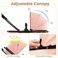 Vista 6 de INFANS Cochecito de bebé 2 en 1, cochecito convertible con moisés, asiento reversible, respaldo ajustable, plegable con una mano, cochecito compacto