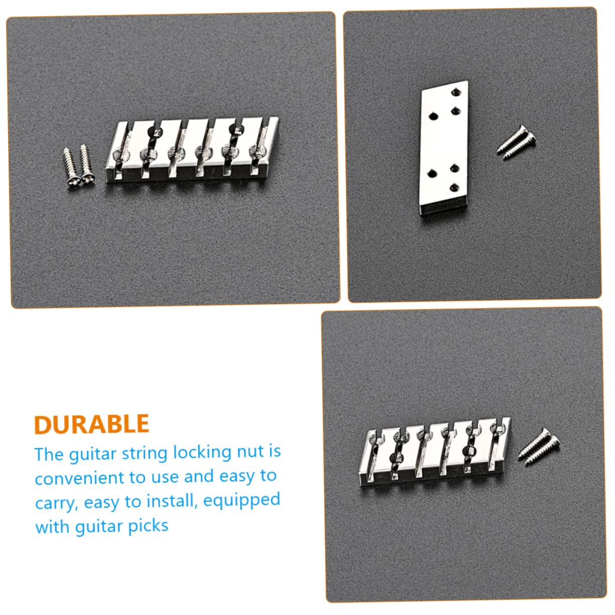 Toyvian 3 szt. bezgłowa linka do gitary, część do strojenia instrumentów muzycznych, czarne nakrętki koła, mostek tremolo, nakrętka zabezpieczająca, akcesoria do wymiany, stop cynku, metalowy