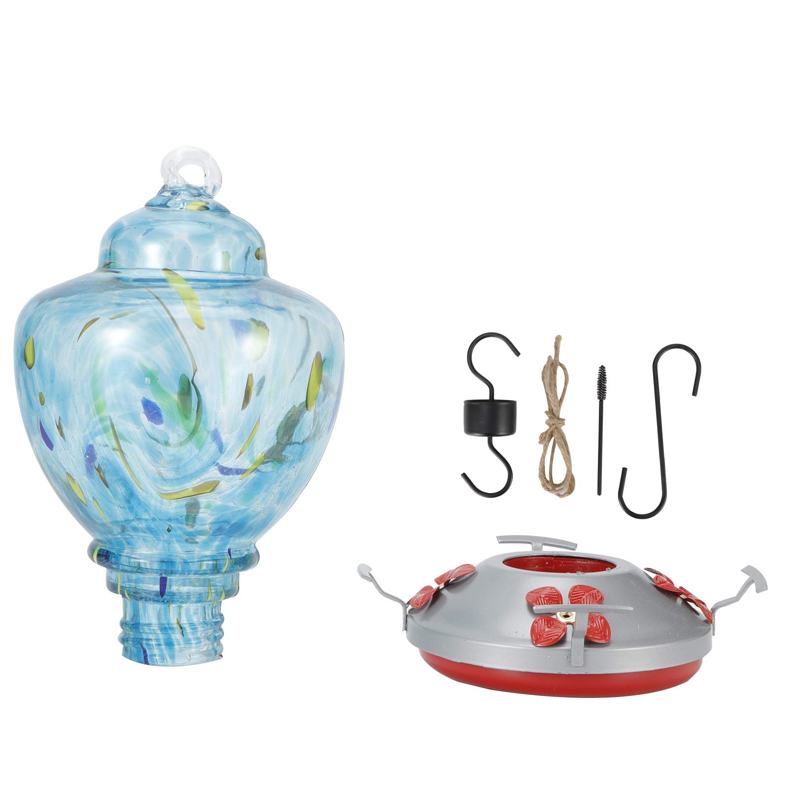Ejoyous Hängender Glas-Vogelhäuschen, Abnehmbarer mit Sitzstange (J Type)