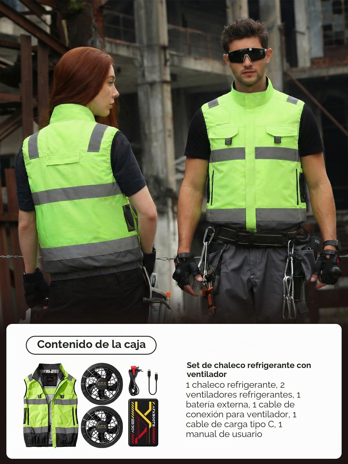 LABEWVI Chaleco refrigerante con juego de ventiladores, chaleco refrigerante para hombre y mujer con batería externa de 20000 mAh, chaleco de verano con 2 ventiladores