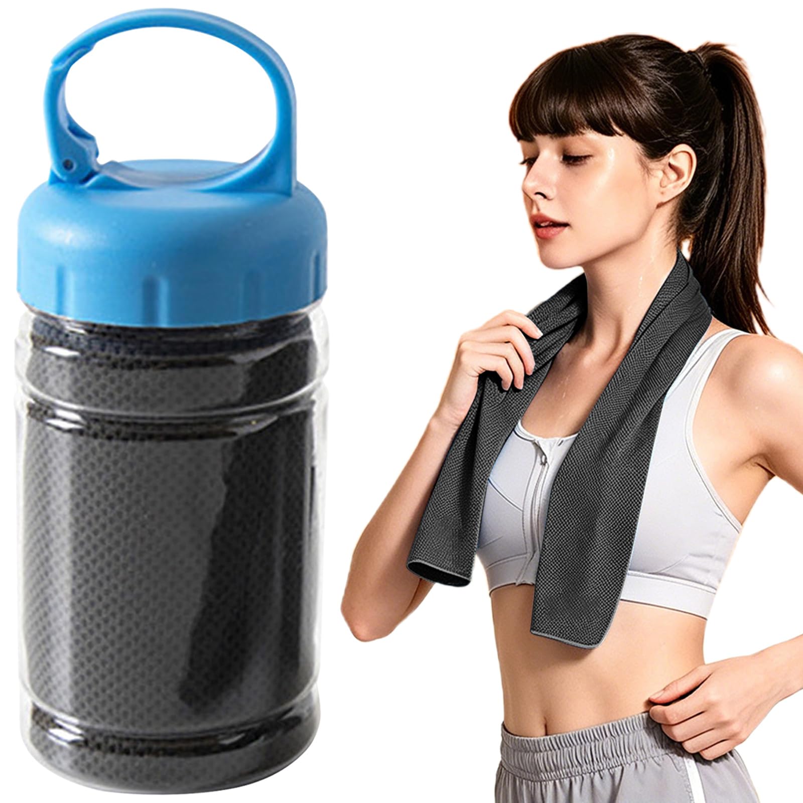 Cooling Towels with Bottle, Ice Cooling Towel for Neck Face, Soft Breathable Chilly Gym Towel, Fast Drying Cooling Scarf for Workout Running Golf (A-2)