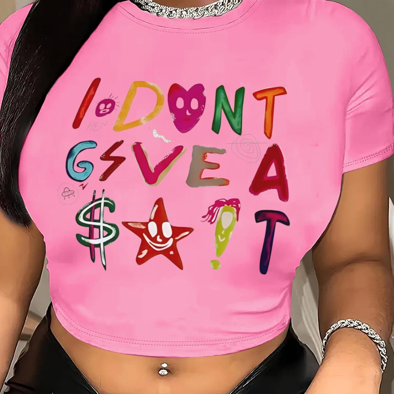 Y2K Baby Tees Graphic Crop Tops for Women Cropped Tshirt Summer Aesthetic Fairy Grunge Tops Clothes for Teen Girls image 2
