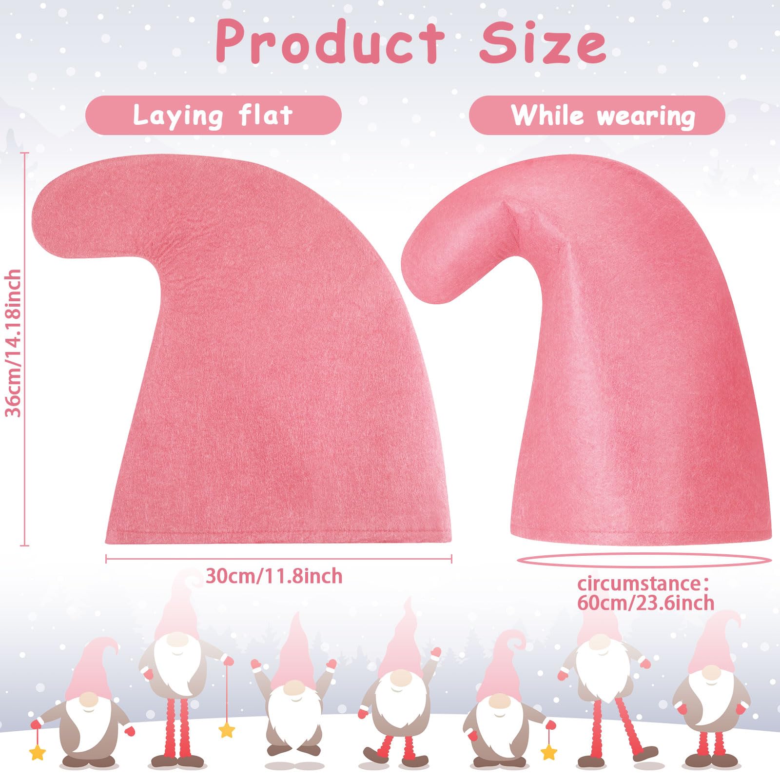 SATINIOR 2 Pcs Carnival Gnome Hats Funny Felt Dwarf Hats Accessory for Fancy Mardi Gras Carnival Christmas Dress Costume Gnome Cosplay Party - Image 2