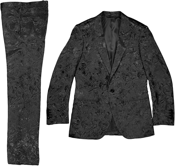Amazon Co Jp スーツ 花柄 薔薇柄 ジャガード 2ピーススーツ 日本製 結婚式 無地 ドレススーツ ブラック黒 Set1225 服 ファッション小物