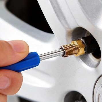 Tyre Valve Core Removal Tool, Steel Shaft Plastic Handle