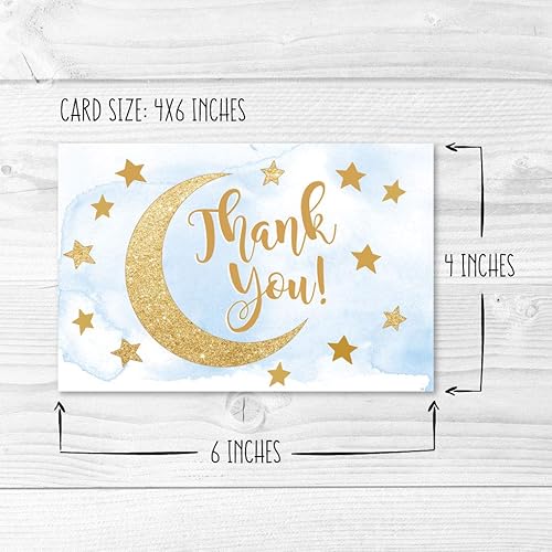 Miniatura 4 de Hadley Designs 24 tarjetas de agradecimiento con estrellas azules para baby shower, sobres, nota de agradecimiento para niños, tarjeta de