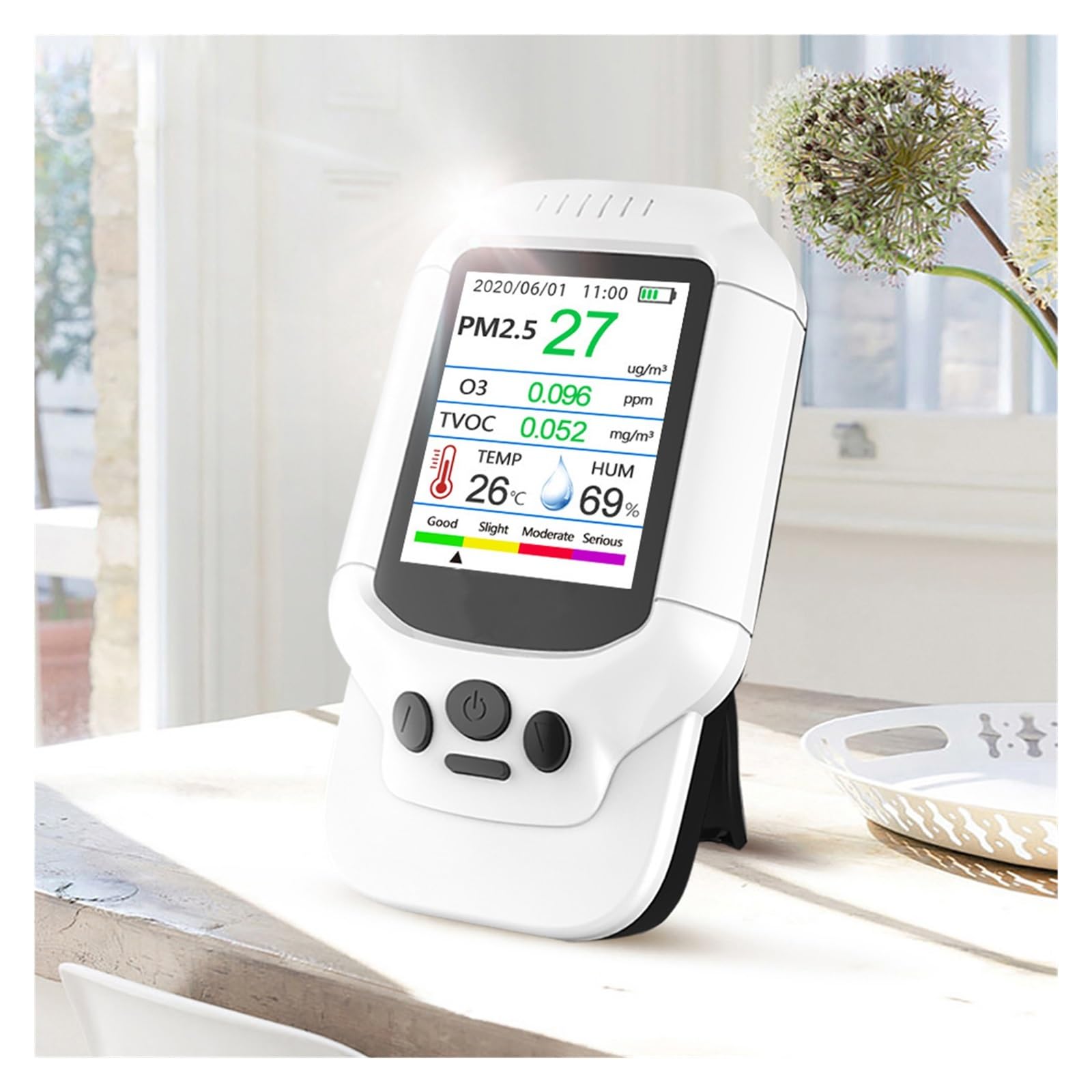 Misuratore di ozono portatile Rilevatore O3 0-5ppm Gamma Tester Monitor qualità 'aria TVOC Analizzatore PM2.5 Sensore gas Per cucina e camper