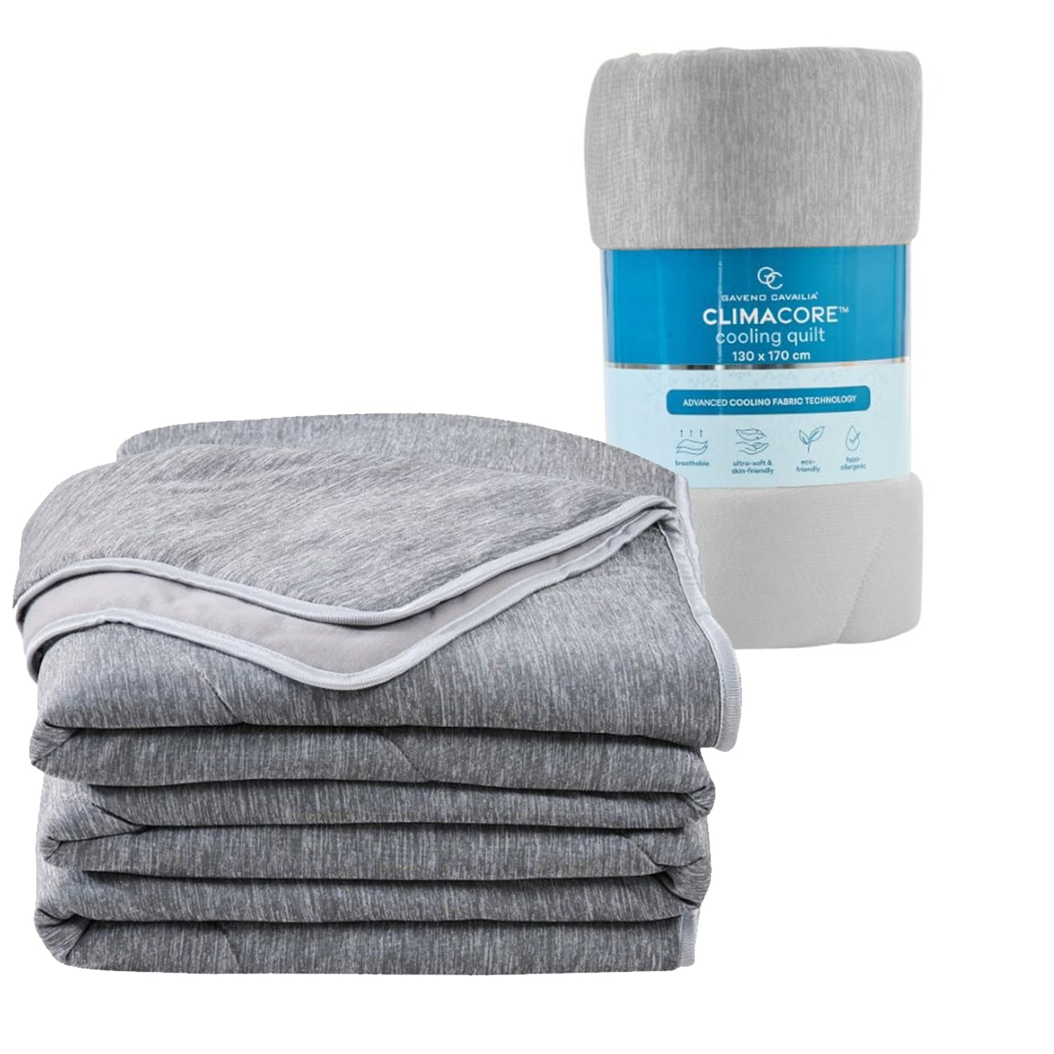 Brillars Cooling Quilt Comforter Lightweight & Breathable – Cool Feeling Summer Blanket for Bed & Sofa, Ideal for Night Sweats Hot Flushes, Menopause & Overheating (Grey, 130 x 170 Cm)