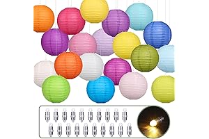 LIHAO Pack of 20 Decorative Asian Lanterns with Waterproof LED Lights
