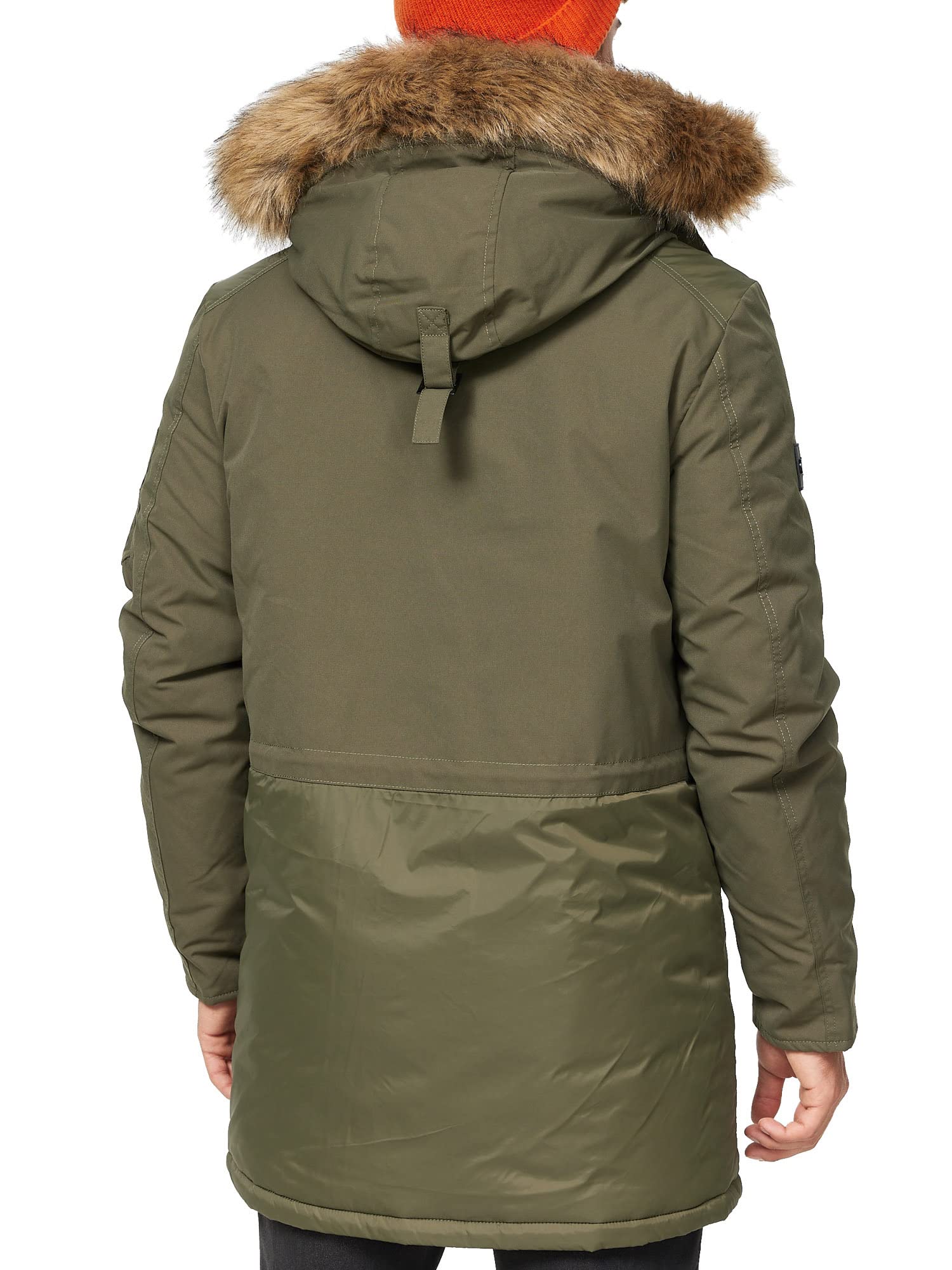 Indicode Hombres Jarl Parka de invierno con capucha extraíble de pelo sintético y cuello alto