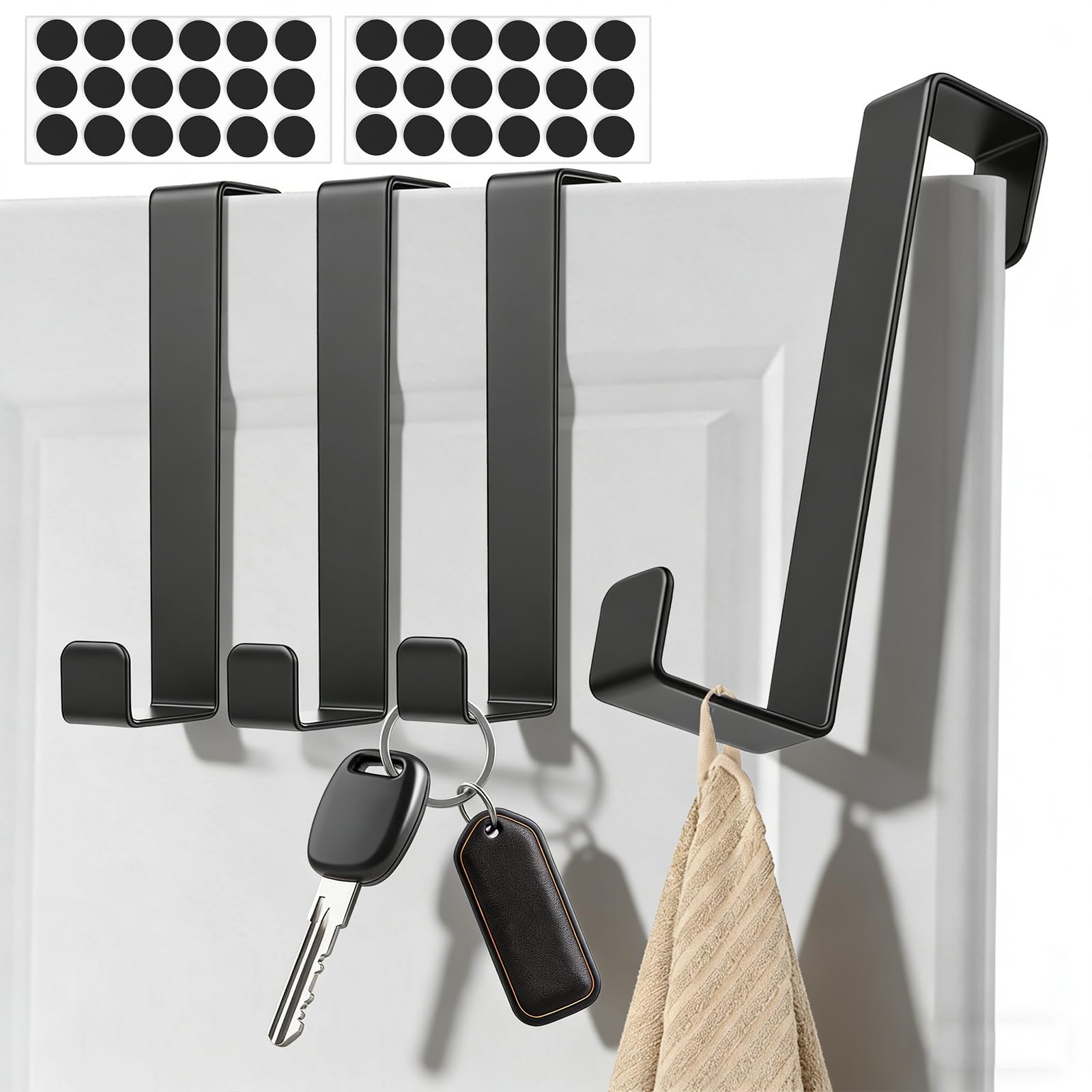 Heozhuyi 20 Pcs Black Over Door Hooks for Bedrooms, Over The Door Hangers for Coats, Heavy Duty Coat Hooks for Hanging Clothes Coats Hats in Bedroom Bathroom Kitchen Wardrobe Hangers(Black)