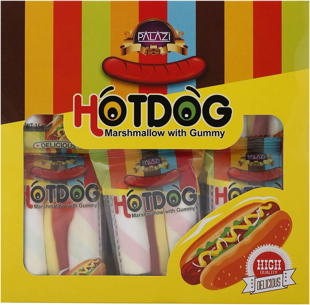 Palazi Lechao Hotdog Marshmallow Gummy Candy, 15 gm (Pack Of 24), large