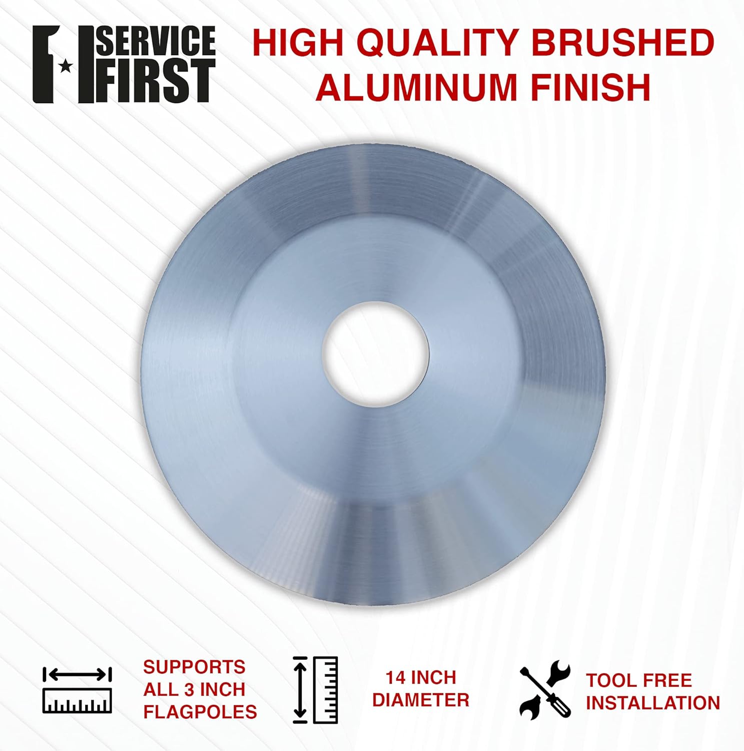 Service First Flash Collar Flagpole Base (Large, Silver)
